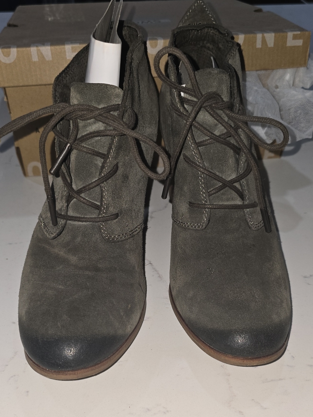 Toms Olive Green Suede Lace-Up Ankle Boots